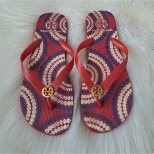 Tory Burch Red and Blue Flip Flops